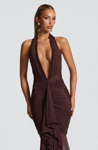 Janessa Maxi Dress - Plum Brown - glavon
