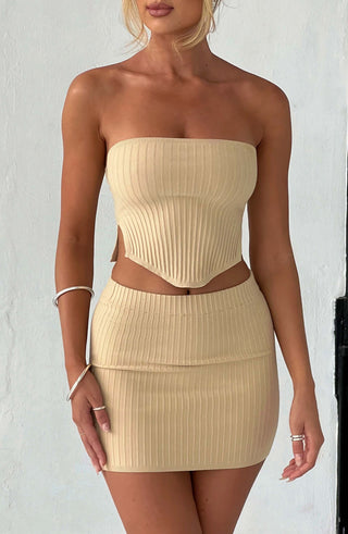 Jaz Mini Skirt - Beige - glavon