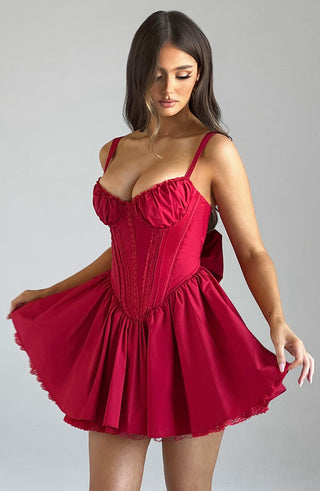 Josie Mini Dress - Red - glavon
