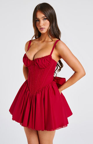 Josie Mini Dress - Red - glavon