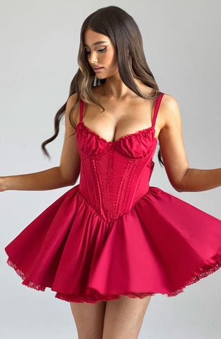 Josie Mini Dress - Red - glavon