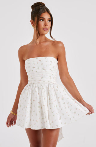 Katrina Mini Dress - Blush Floral Print - glavon