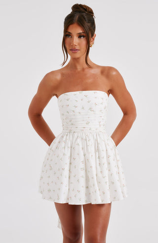 Katrina Mini Dress - Blush Floral Print - glavon