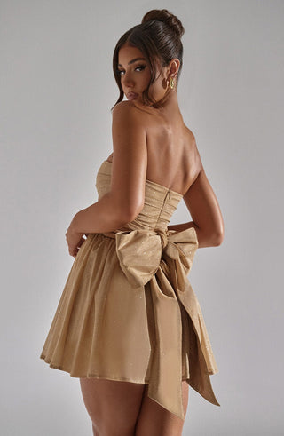 Katrina Mini Dress - Gold Sparkle - glavon