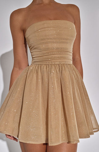 Katrina Mini Dress - Gold Sparkle - glavon