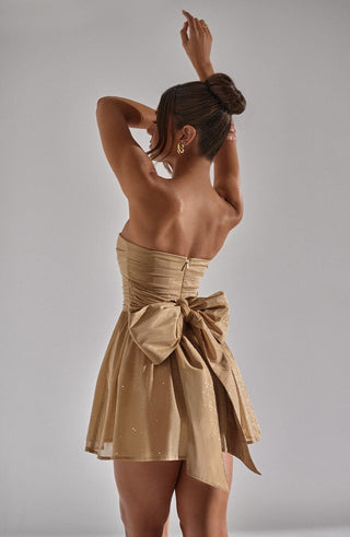 Katrina Mini Dress - Gold Sparkle - glavon