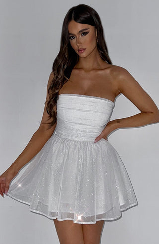 Katrina Mini Dress - Ivory Sparkle - glavon