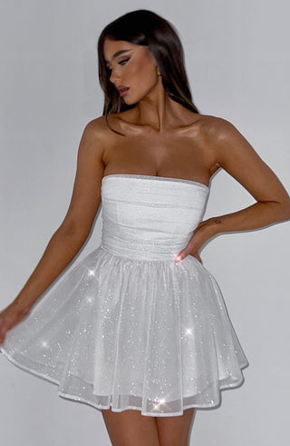Katrina Mini Dress - Ivory Sparkle - glavon