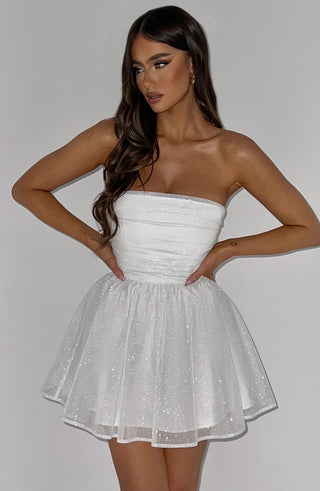 Katrina Mini Dress - Ivory Sparkle - glavon