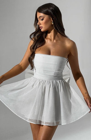 Katrina Mini Dress - Ivory Sparkle - glavon