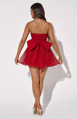 Katrina Mini Dress - Red Sparkle - glavon