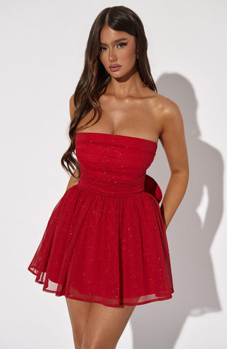 Katrina Mini Dress - Red Sparkle - glavon