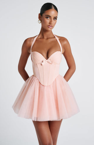 Keely Mini Dress - Soft Peach - glavon