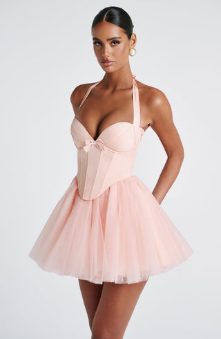 Keely Mini Dress - Soft Peach - glavon
