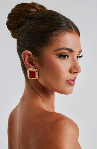 Kennedy Earrings - Red/Gold - glavon