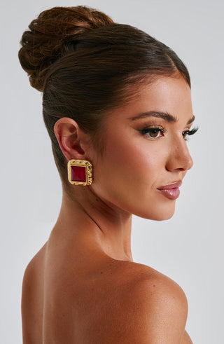 Kennedy Earrings - Red/Gold - glavon