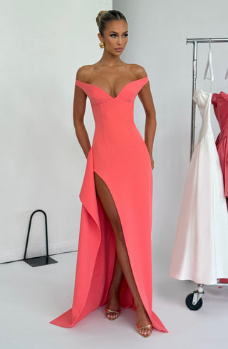 Khalesia Maxi Dress - Coral Pink - glavon