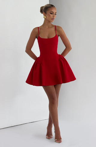 Kiah Mini Dress - Red - glavon