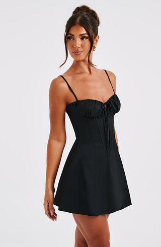 Lacey Mini Dress - Black - glavon