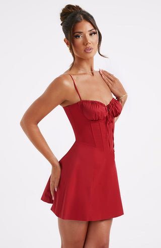 Lacey Mini Dress - Red - glavon