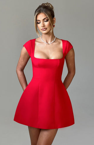 Lena Mini Dress - Red - glavon
