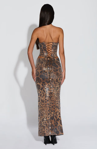 Leola Maxi Skirt - Sequin Leopard Print - glavon