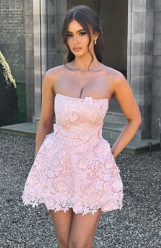 Leona Mini Dress - Blush - glavon