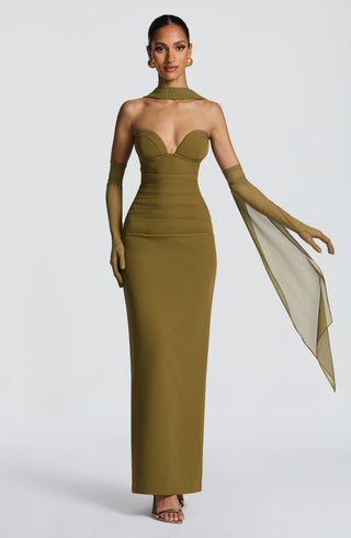 Lindsey Maxi Dress - Deep Olive - glavon