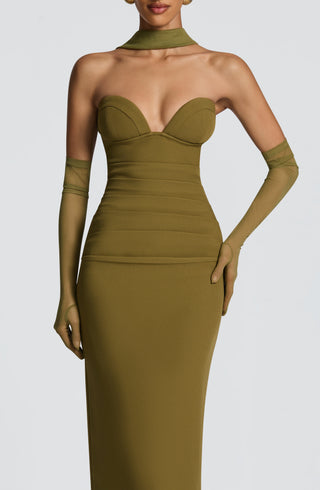Lindsey Maxi Dress - Deep Olive - glavon