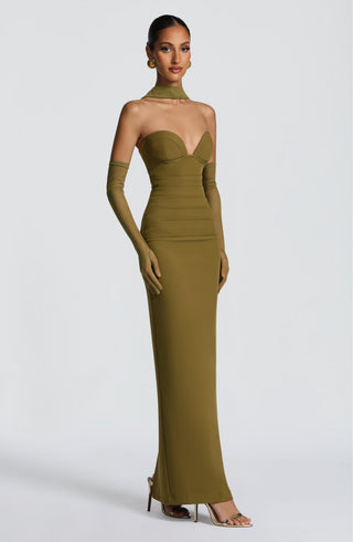 Lindsey Maxi Dress - Deep Olive - glavon