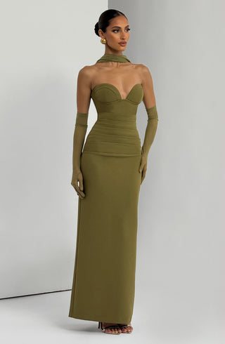 Lindsey Maxi Dress - Deep Olive - glavon