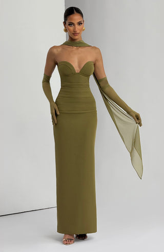 Lindsey Maxi Dress - Deep Olive - glavon