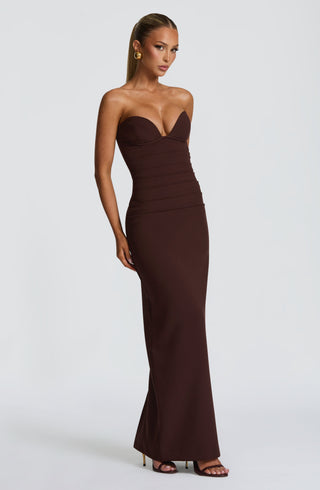 Lindsey Maxi Dress - Plum Brown - glavon
