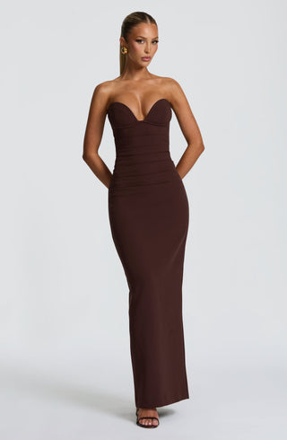 Lindsey Maxi Dress - Plum Brown - glavon