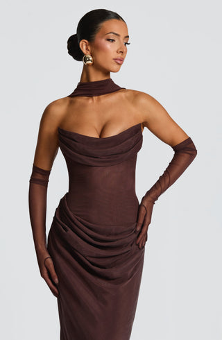 Liora Maxi Dress - Plum Brown - glavon