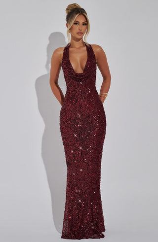 Lorena Maxi Dress - Wine Lined - glavon