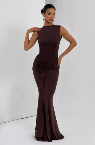 Lorenza Maxi Dress - Plum Brown - glavon
