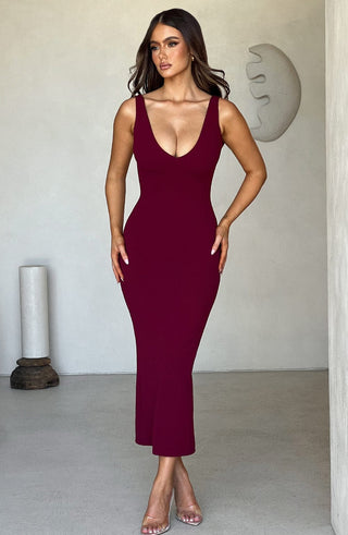 Lucinda Midi Dress - Burgundy - glavon