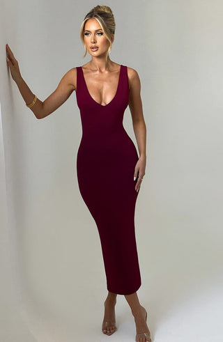 Lucinda Midi Dress - Burgundy - glavon