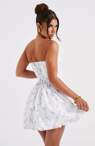 Maeve Mini Dress - Blue Ditsy Print - glavon