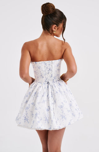 Maeve Mini Dress - Blue Ditsy Print - glavon