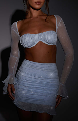 Maisie Mini Skirt - Baby Blue Sparkle - glavon