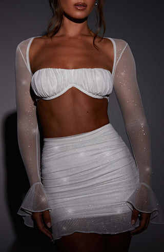 Maisie Mini Skirt - Ivory Sparkle - glavon