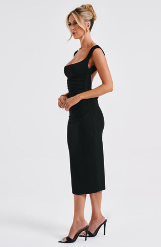 Malina Midi Dress - Black - glavon