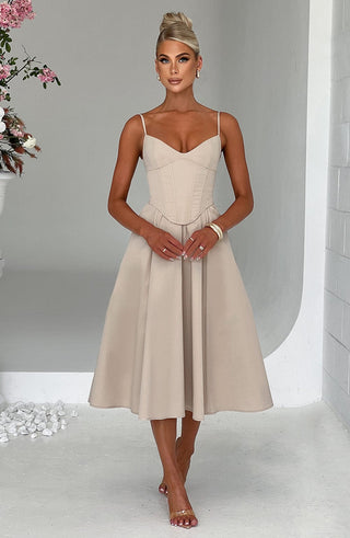 Mariella Midi Dress - Beige - glavon