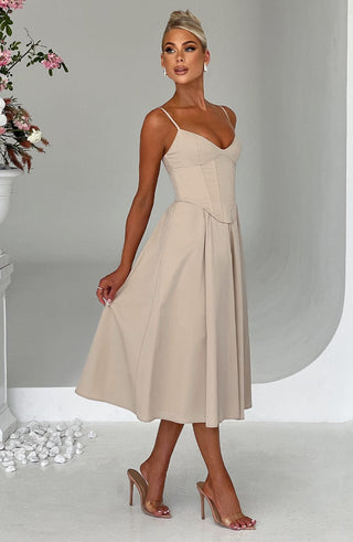Mariella Midi Dress - Beige - glavon