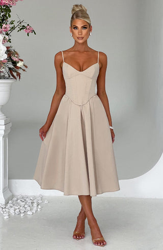 Mariella Midi Dress - Beige - glavon