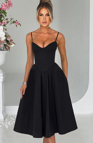 Mariella Midi Dress - Black - glavon