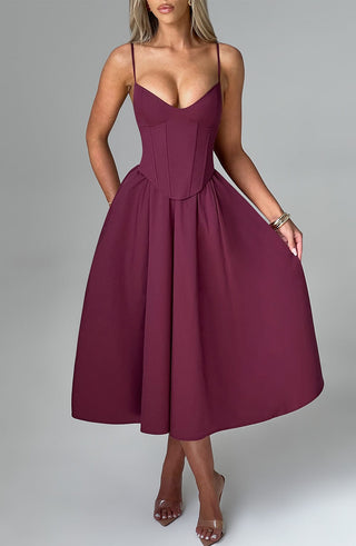 Mariella Midi Dress - Cherry Lacquer - glavon