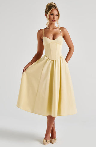 Mariella Midi Dress - Lemon - glavon